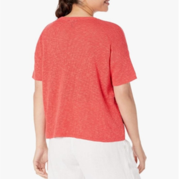Eileen Fisher Organic Linen cotton Short Boat Neck Tee Watermelon Size Medium - Picture 6 of 6